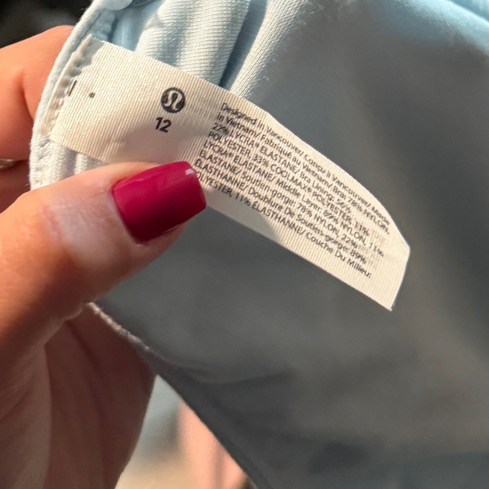 NEW Lululemon Ribbed Nulu Asymmetrical Bra Light Support Powder Blue Size 12 - Picture 6 of 6